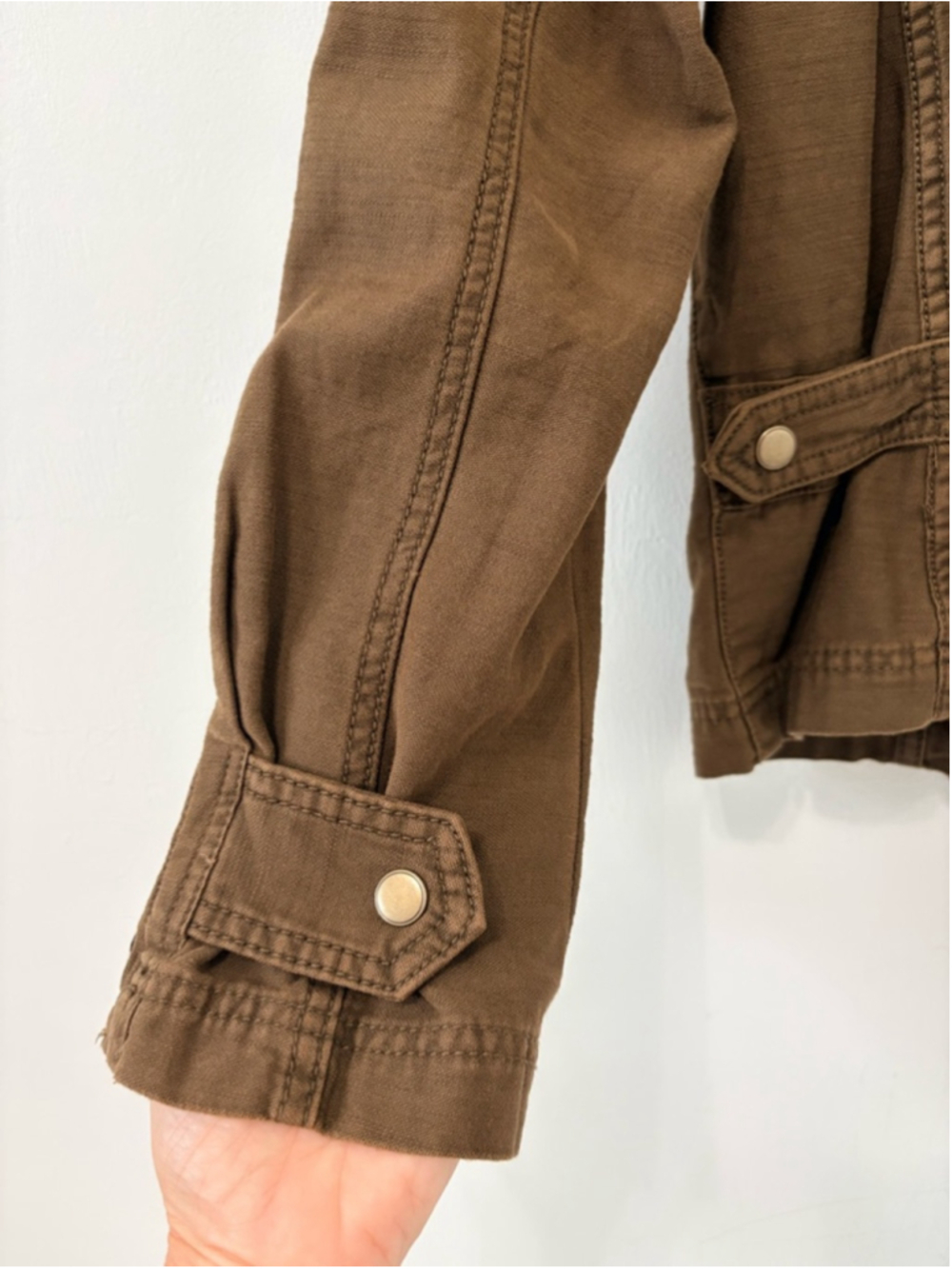 Free People Faye Military Lace Up Sleeve Jacket Brown Sz S EUC - Picture 9 of 13